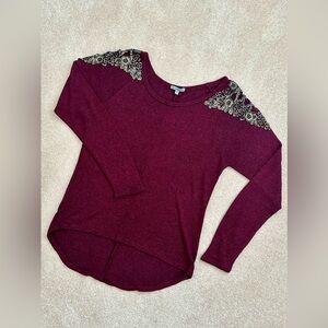 Charlotte Russe - Embroidered Red Sweater Top